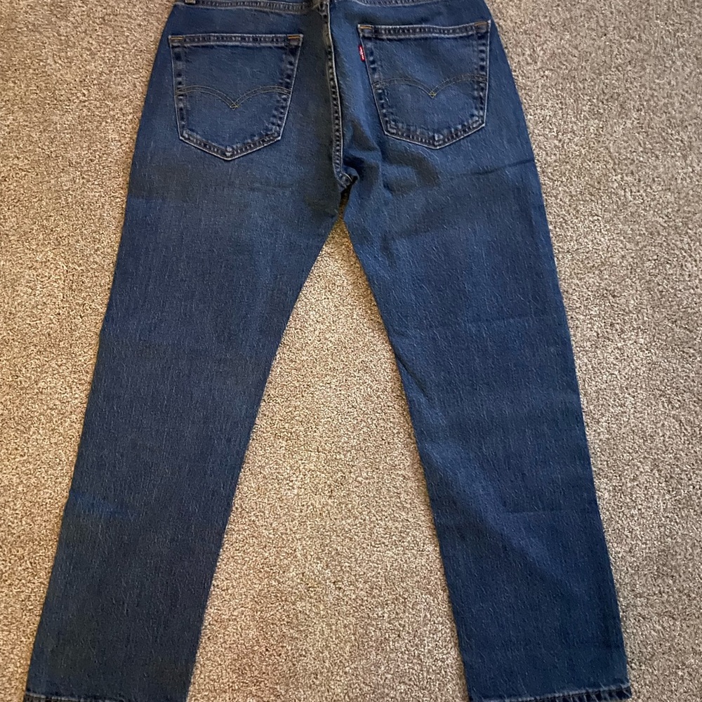 Levi's Men's Straight Jeans - Dark Blue Denim - Picture 4 of 5